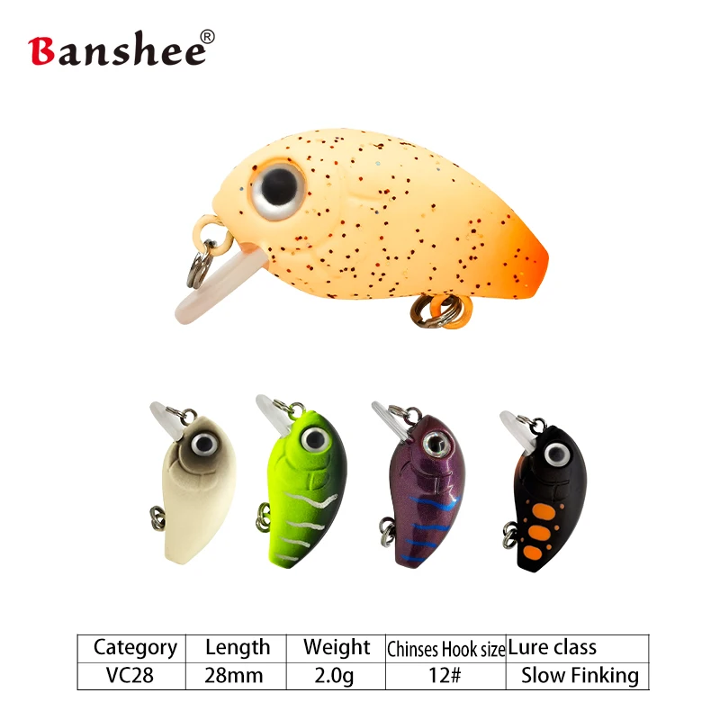 Banshee 28mm 2g Mini Wobbler Ribolov Plava Crankbaits Za Ščuka/Panulo Rožljanje Vabe Nastavite Ostriž Fishing Lure Umetne Trdi