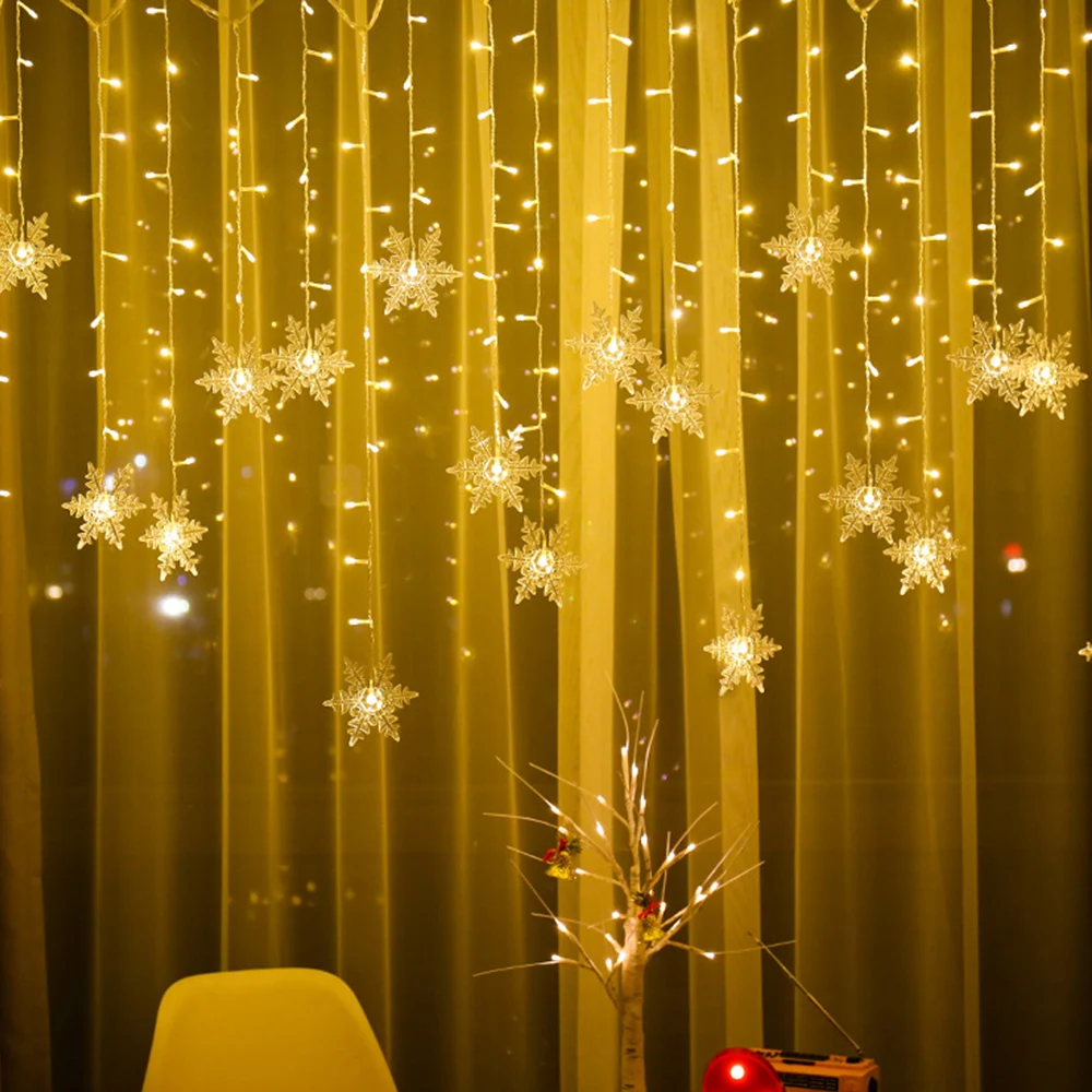 Božič na Prostem Veliki Snežinka Vila Val Svetlobe LED Zavese Niz utripati Luči Nepremočljiva Počitnice Stranka Connectable D30