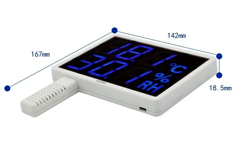 Brezplačna dostava 1x Industrijske Stenske Temperatura Vlažnost Digitalni Detektor Temperature & Vlažnost Meter Velik LED zaslon