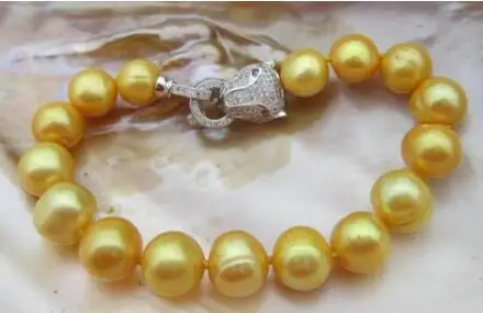 Brezplačna dostava >oplemenitena nakit Velik 9-10 mm naravnih Sladkovodnih zlato pearl zapestnica 7.5-8inch