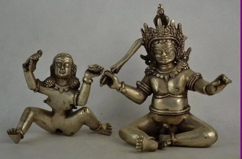 BREZPLAČNA Dostava Zbirateljske Okrašena Handwork Stari Tibet srebro Vklesan Buda Bi Radi Kip