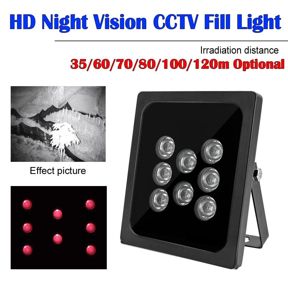 CCTV 8pcs Array LED IR lučko infrardeči laser IP66 850nm kovinski Nepremočljiva Night Vision CCTV Fill Light za Nadzor Cam