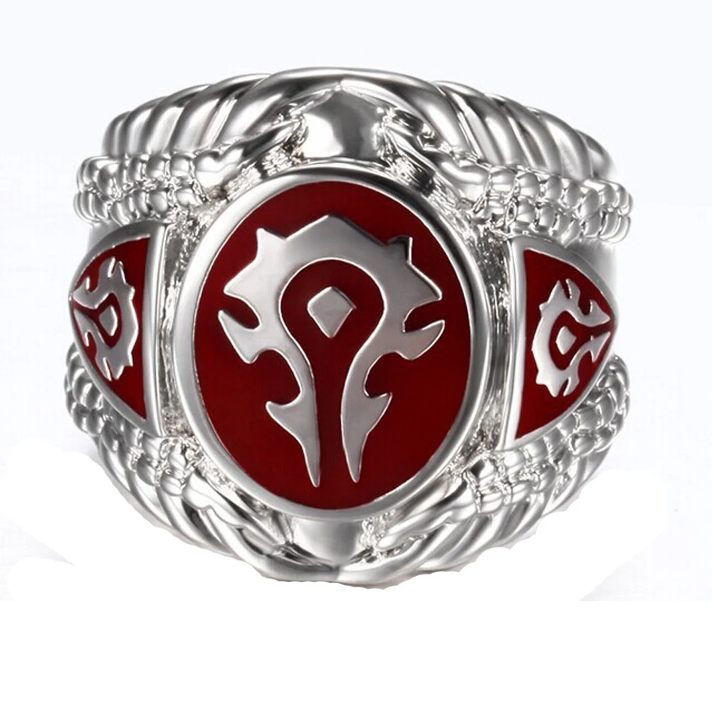 CFBulongs Osebnost Nesramna Rdeče In Črno World Of Warcraft Logotip Moški Prstan Titana Jekla Moških Zavezništvo Hegemonijo Ring Igre
