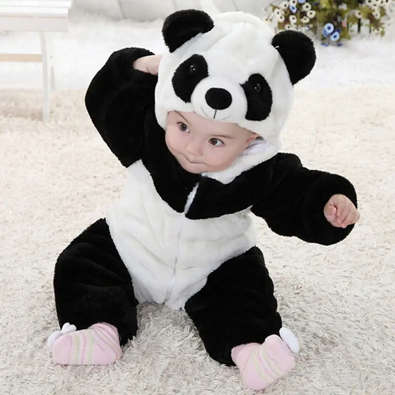 Citgeett Srčkan Baby Girl Boy Panda Dolgimi Rokavi, igralne obleke Pozimi Mehko Toplo Jumpsuit Playsuit Otroci Srčkan Risanka Darila SS