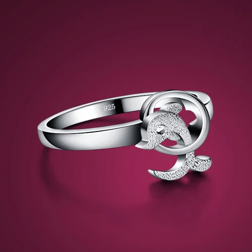 Delfini 925 čisto iver obroč;ženske 925 sterling srebrni prstan;Priljubljen nakit;Sladko in lepo;