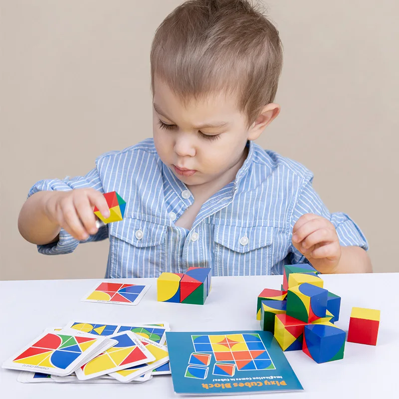 DIY otrok je lesena kocka prostor, razmišljanje, logika, gradnjo blokov, izobraževalne igrače, z roko oči usklajevanja pomnilnik Predstavljajte si, igrače