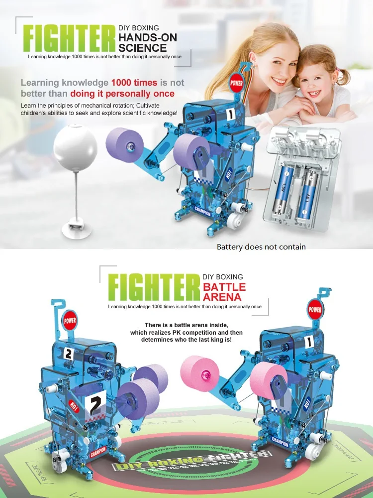 DIY Sestavljen RC Robot Dejanje Boks Boj Igrača Boj proti Robot Daljinski upravljalnik Battle Robot Izobraževalne Igrače Za Boy Božična Darila