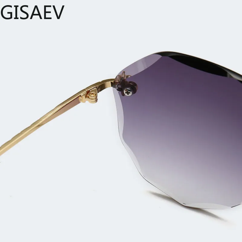 GISAEV Vožnje Očala Ženska Moda Rimless Diamantno Rezanje Objektiv Dame sončna Očala Luxury Letnik Klasičnih Odtenkov Ocean Očala