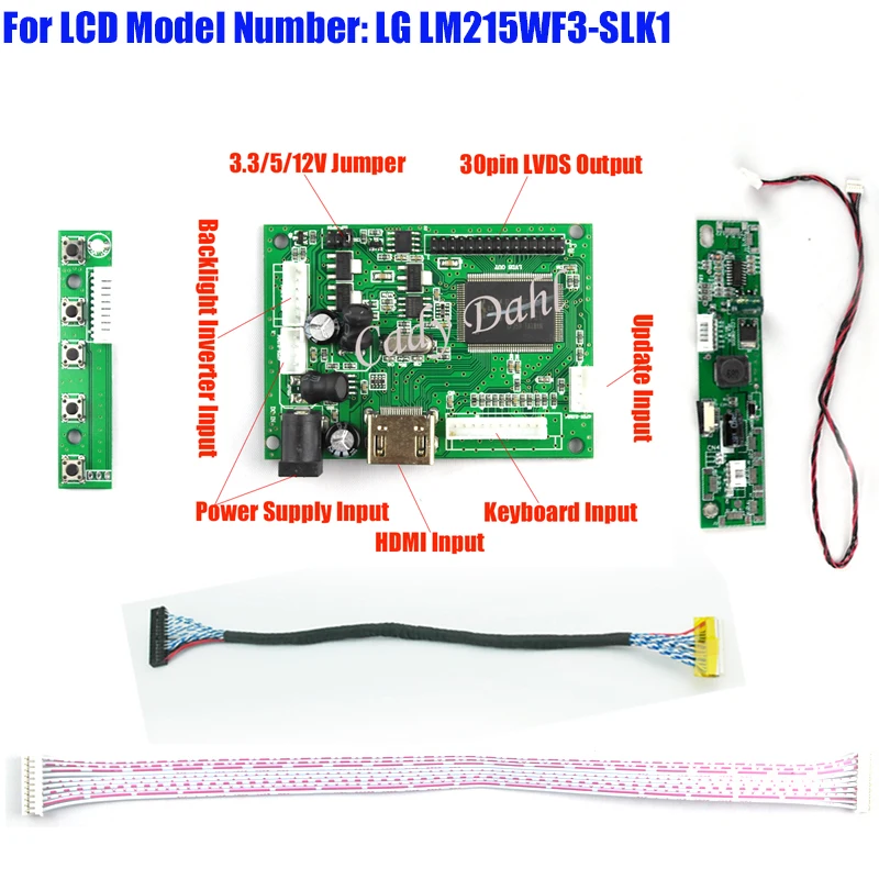HDMI LCD Krmilnik Odbor Modul + 30 Zatiči Kabel LVDS + LED Osvetlitev Inverter za LM215WF3 SLK1 1920X1080 2ch 8 bit LCD-Zaslon