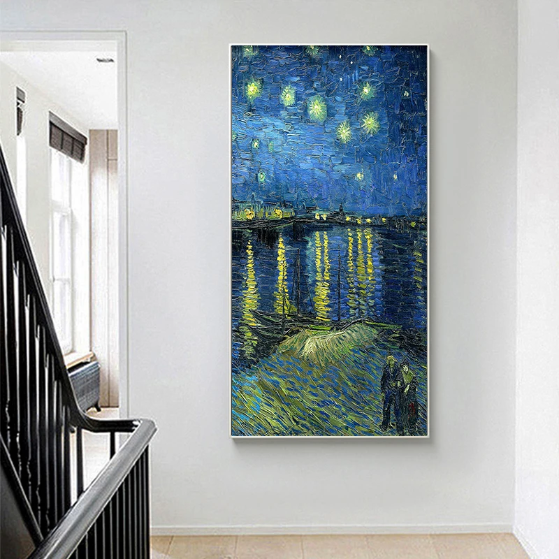 Impresionizem Zvezdnato Noč Van Gogh Znanih Platno, Slike, Reprodukcije Krajine Stenske Plakate za dnevno Sobo