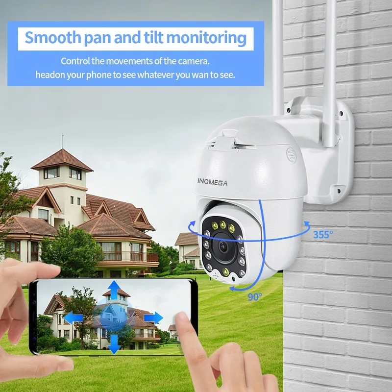 INQMEGA PTZ Kupola Zunanja IP Kamera, Wifi 1080P 4X Zoom AI Odkrivanje Doma Smart Cam Brezžičnega Video Nadzora Varnosti CCTV Kamere