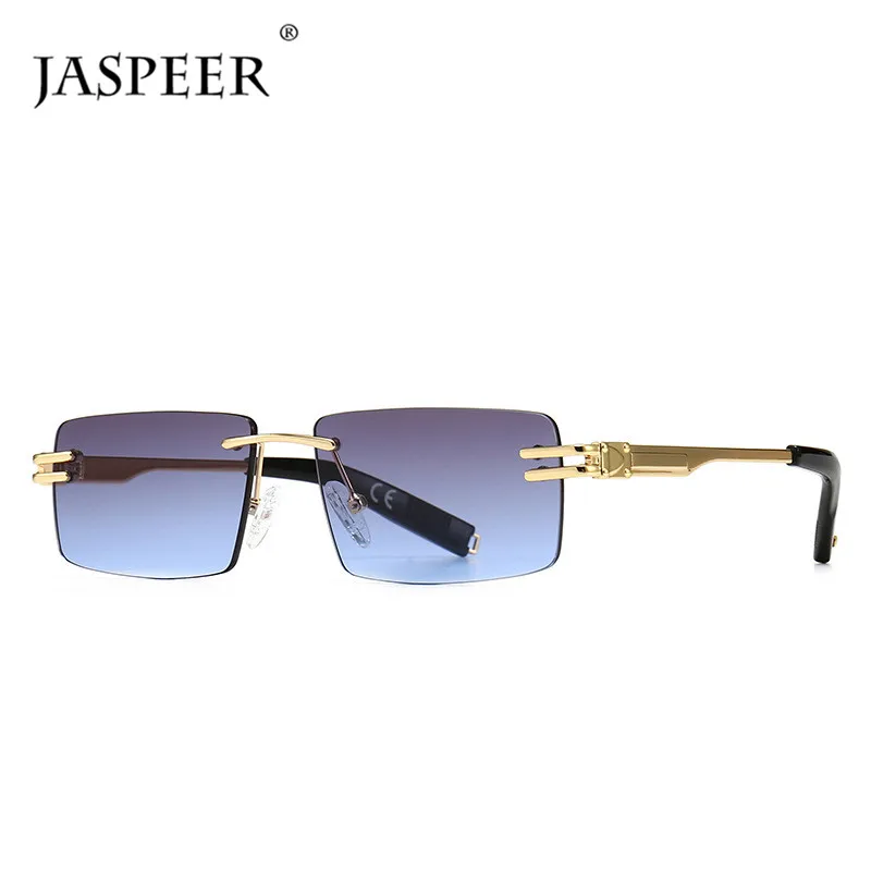 JASPEER Retro Pravokotni sončna Očala Rimless Moški Ženski Kvadratnih sončna Očala brez okvirjev Moških 2021 UV400 Pravokotnik Očala