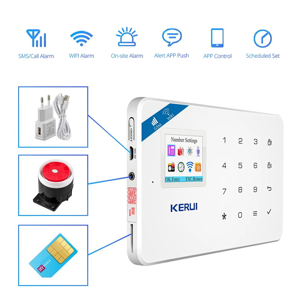 KERUI W18 WIFI GSM Alarmni Sistem mobilni Telefon App Nadzor Vgrajeno Sireno Home Security Motion Detection, Anti-theft Alarm Kit