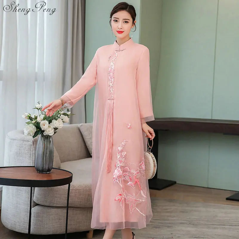 Kitajska tradicionalna Oblačila obleko Haljo Vietnam Ao Dai cheongsam obleko elegantno moderno cheongsam V1490