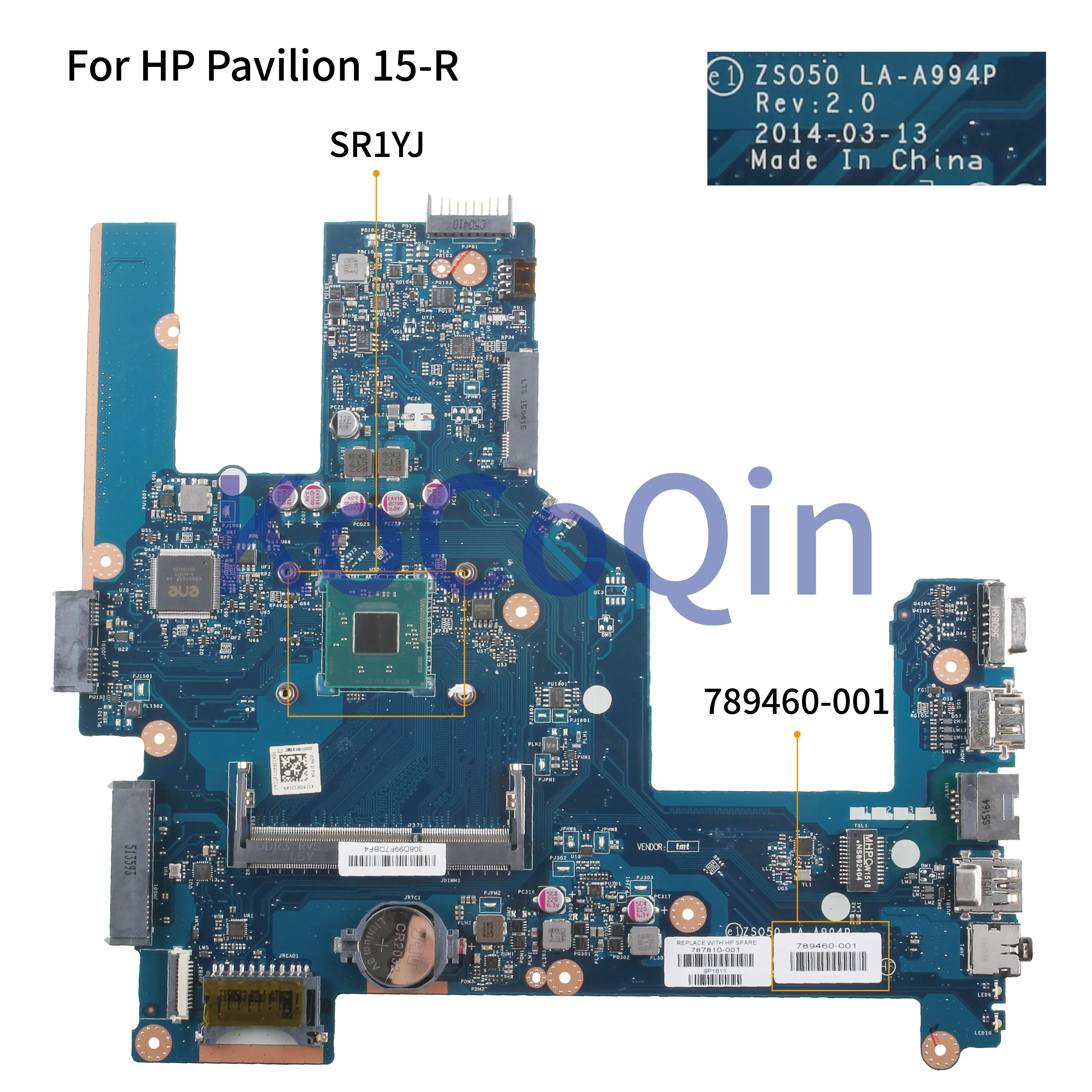 KoCoQin Prenosni računalnik z matično ploščo Za HP Par 15-R 15T-R 250 G3 Jedro N2840 SR1YJ Mainboard ZS050 LA-A994P 789460-001 789460-501 preizkušen
