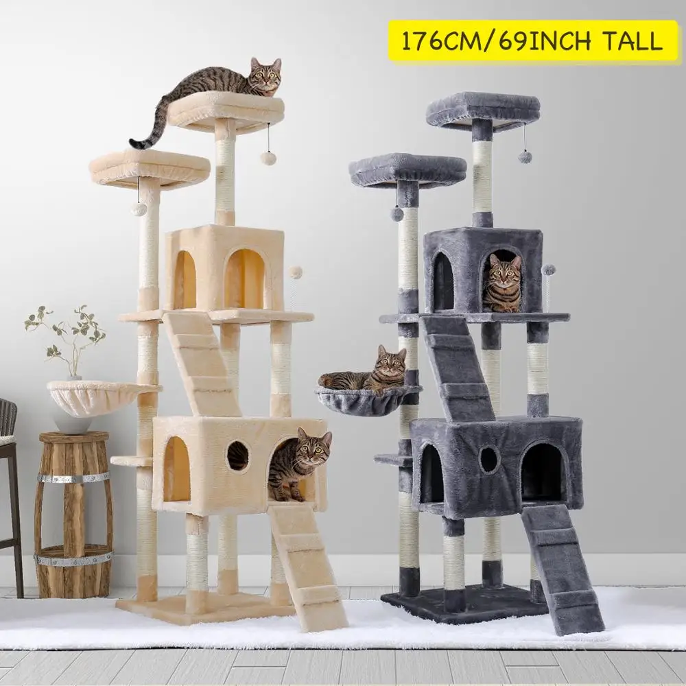 Mačje Drevo Stolp Mačka Plezanje Drevo Praskanje Post Odbor Viseče Igrače Domov Jjeza Center Aktivnosti Cat Skoki Mačka Pohištvo