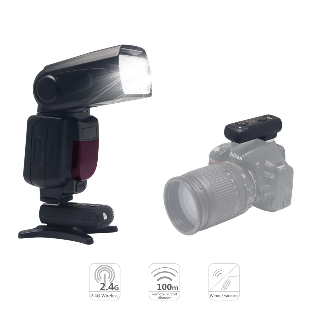 Mcoplus TR-950 Bliskavica Speedlite za Nikon DSLR Fotoaparat D7100 D3100 D90 D5300 D5200 D5100 D3200 + 2.4 G Brezžični Daljinski Sprožilec