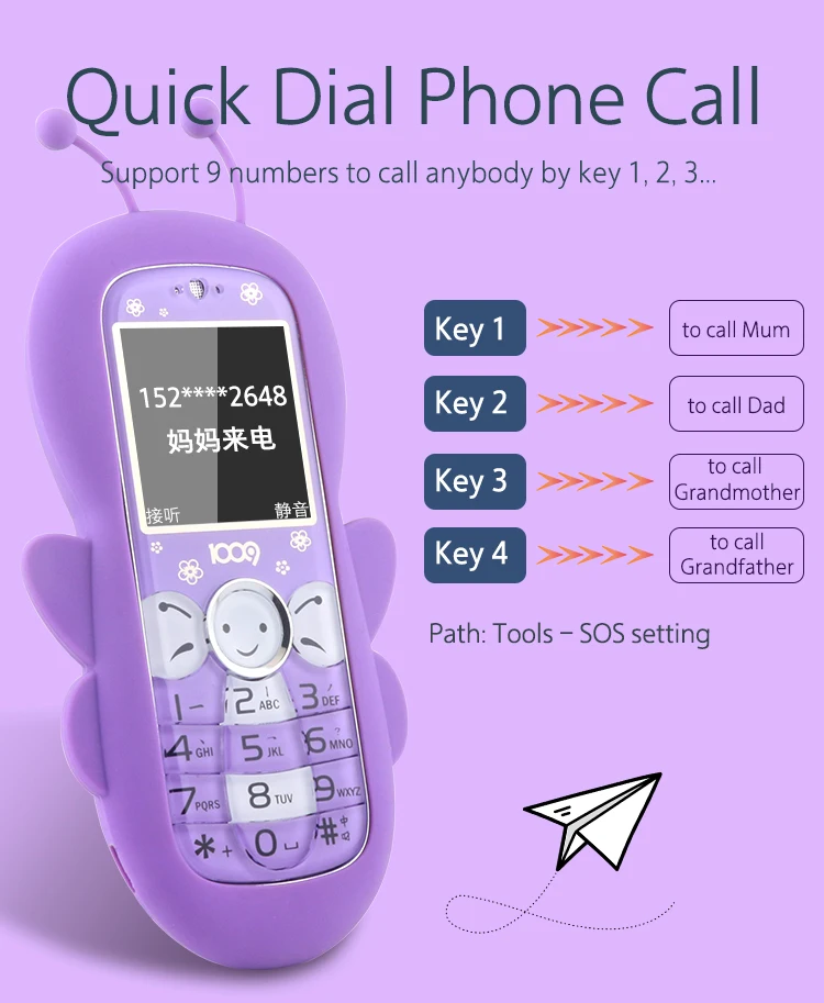 Mini Srčkan Nizko Sevanje Otroke Telefon SOS SMS Pomoč za Hitro Izbiranje Črni Magic Voice Lep Študent Bar mobilni telefon Proste Primeru