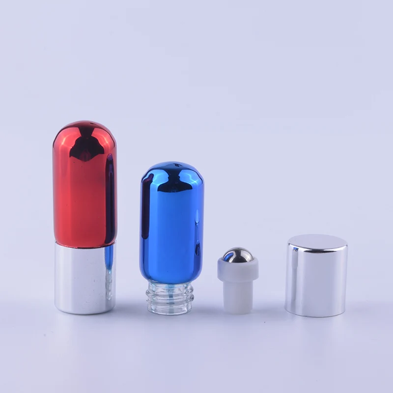 MUB - 3ml 50pcs/veliko Mini UV Steklo Kovine Roll-on Steklenico za Eterična Olja Vzorec Potovanje Primeru Prazne Stekleničke Parfuma Posodo Tehtnica