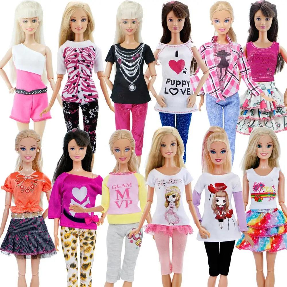 Naključno Izbrali 15 Kos/Lot = 5x Ročno Lady Obleke Mešani Slog Bluzo in Hlače + 10x Čevlji, Oblačila za Barbie Lutka Dodatki, Igrača