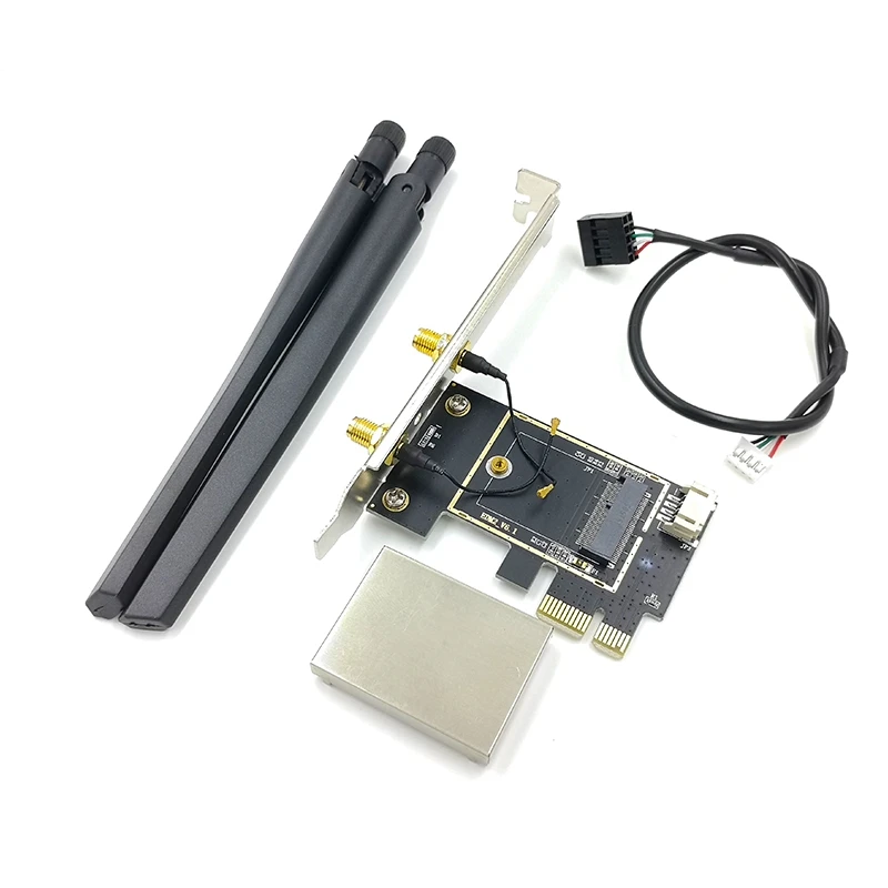 NGFF M2 Brezžično Kartico PCI-E Pcie Namizje Bluetooth Adapter Pretvornik z 2 AC Antena za AX200 9260AC 8265NGW