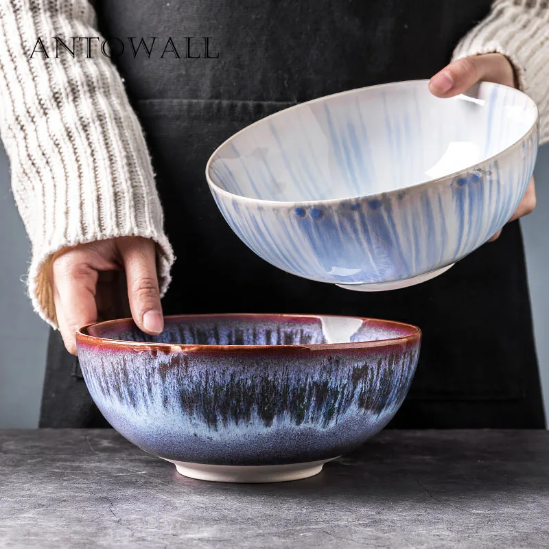 Nordijska keramične posode riž skledo za solato rezanec bowl za 8,5 palca 2300ml velika juha skledo underglaze gradient porcelana jedi
