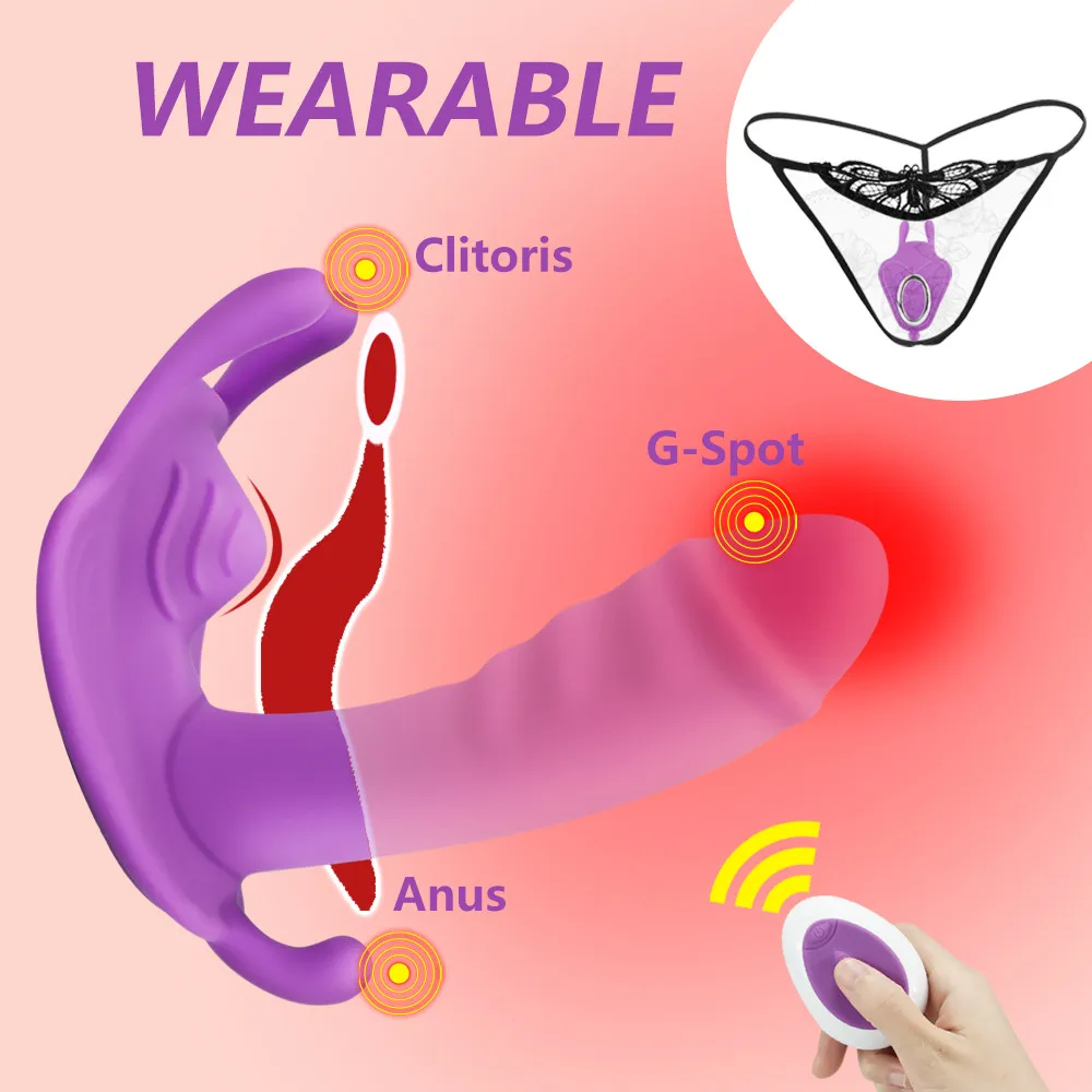 Nosljivi Metulj, Dildo, Vibrator 10 Hitrost Sex Igrače za Ženske G Spot Klitoris Stimulator Daljinski upravljalnik za Odrasle Sex Igrače