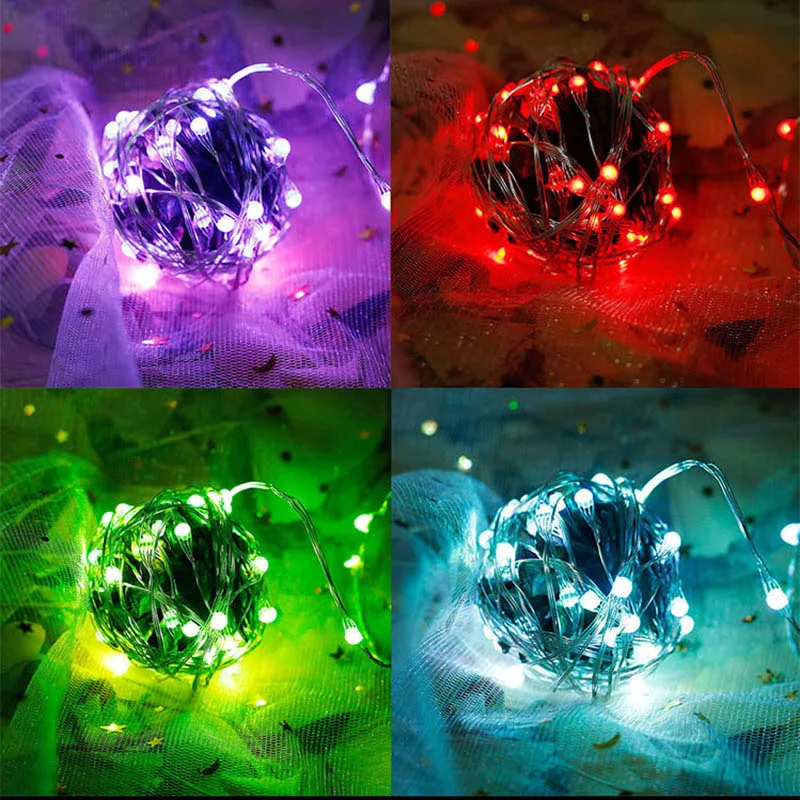 Nove Pravljice Garland RGB 16 Spreminjanje Barv Led Niz Luči 5m Baterije Daljinski upravljalnik Božič Prostem Dekor Stranko Poroko Svetilke