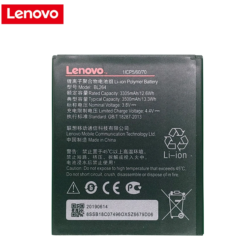 Novo Originalno Baterijo Lenovo 3500mAh BL264 Za Lenovo Vibe C2 Moč k10a40 k10a40 S120 161203 Baterije
