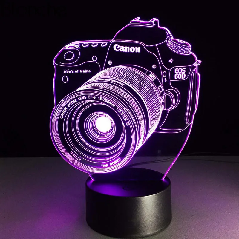 Novost Kamere 3D Noč Svetlobe Iluzijo USB Dotik 7 Barva Spreminja Tabela Nočno Svetilko ob Postelji Doma Dekor za Otroke Spalnica Darilo