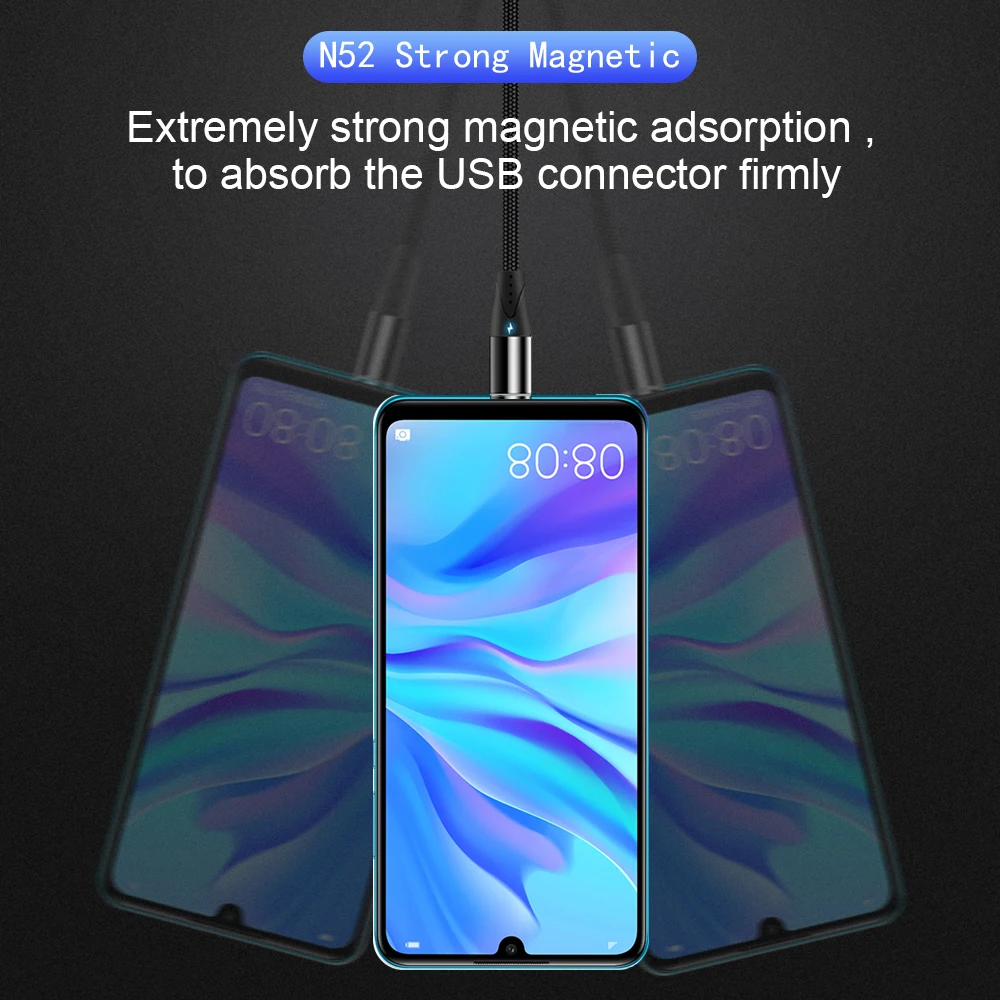 Obobix Magnetni USB Tip C Kabel Za Samsung Galaxy Note 10 S10 Plus Hitro Polnjenje, Sinhronizacijo Podatkov, LED Polnilnik za Mobilni Telefon Kabel usb Kabel