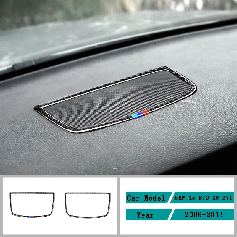 Ogljikovih Vlaken Avto Dodatki Notranjost Avtomobila nadzorno ploščo Plošča Zvočniki Zaščitne Nalepke Kritje Trim Nalepke Za BMW X5 X6 2008-2013