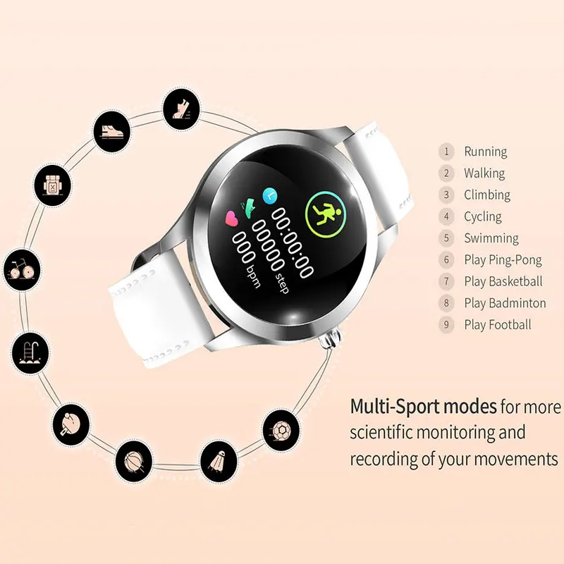 Pametno Gledati Nepremočljiva Ženske Lepo Zapestnico Srčnega utripa Spanja Spremljanje Pedometer Smartwatch Povezavo Za IOS Android