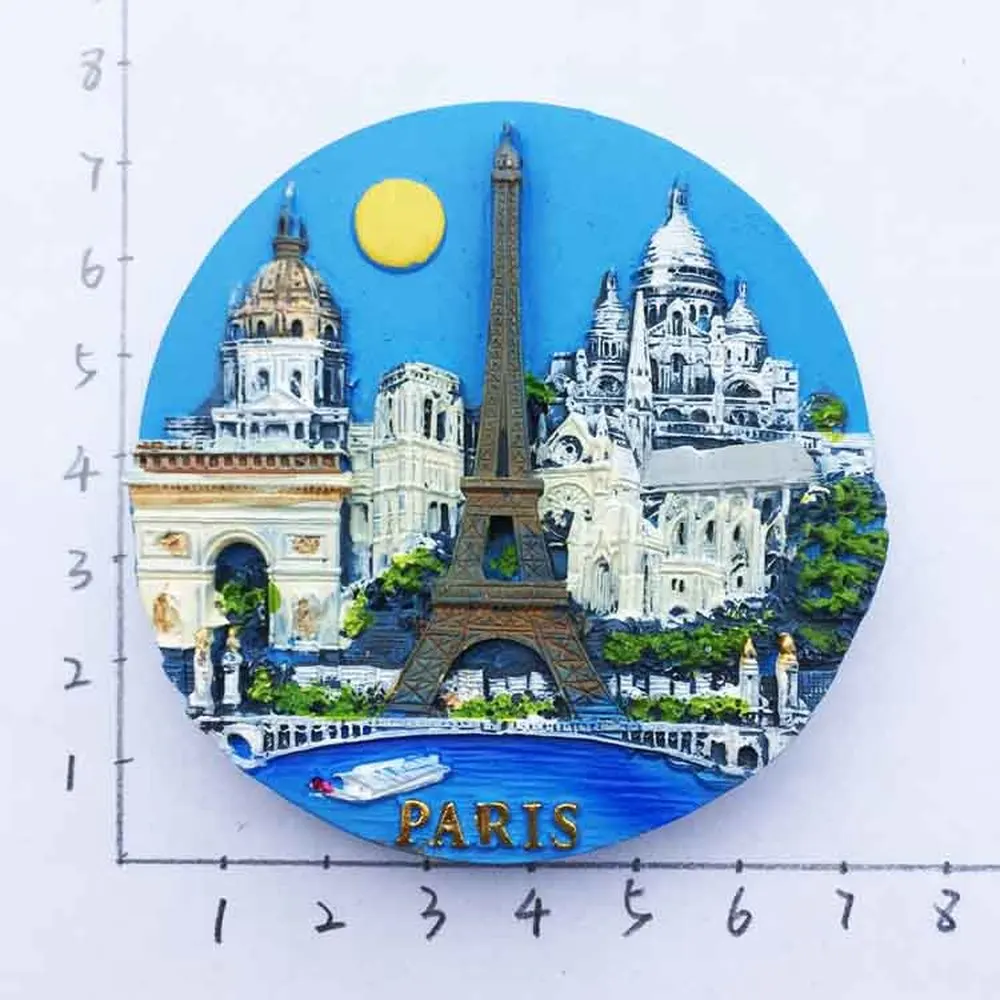 Pariz, Eifflov Stolp, Arc de Triomphe, Notre Dame, Arhitekturno Strani Turističnih Spominkov Hladilnik Magneti