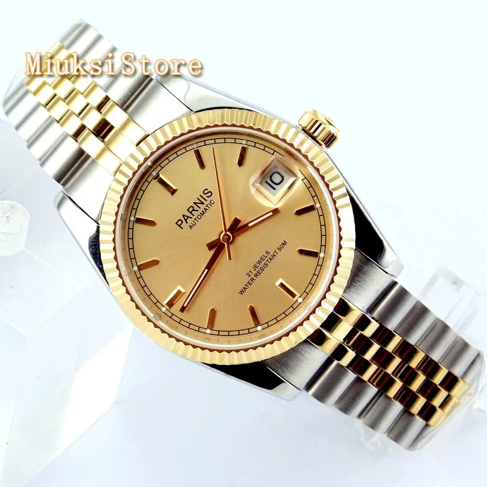 Parnis 36mm žensk vrh luksuzni watch safirno steklo, Zlata barva klicanje 21 Draguljev miyota svetlobne oznake samodejno ženska watch