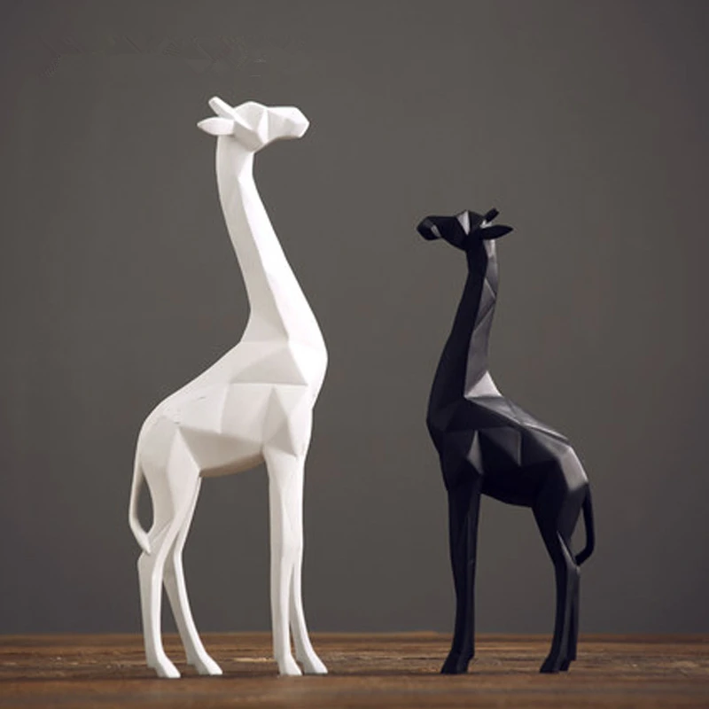 Povzetek Geometrijske Namizja Zaslona White&Black Žirafa Kip Namizje Smolo Obrti Kiparstvo Začetni Dekoracijo Živalskih Figur 126