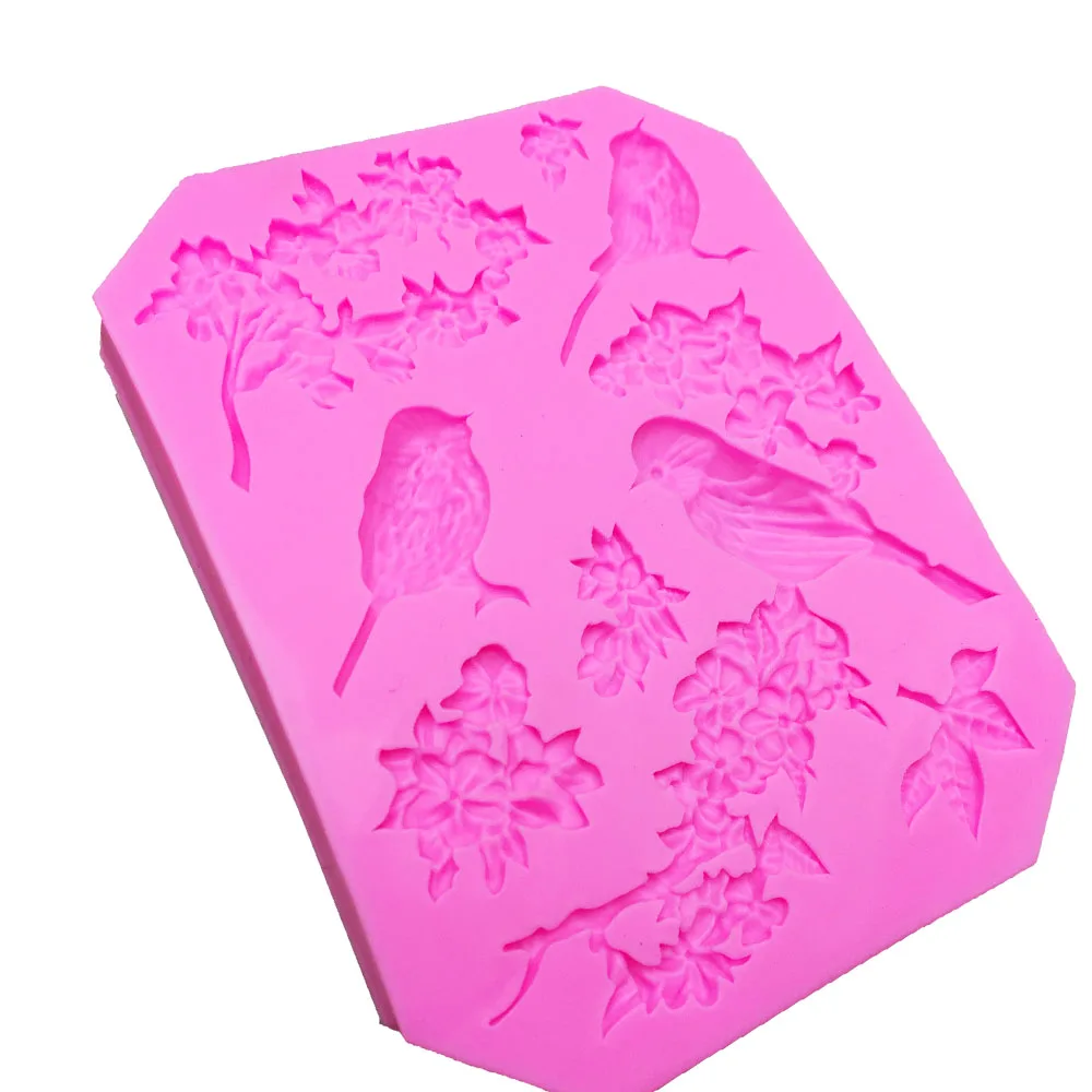 Ptica Cvet silikona, fondat plesni torta dekoraterstvo orodja Vrtnice, čokolade matrica moldes de silicona par reposteria T1018