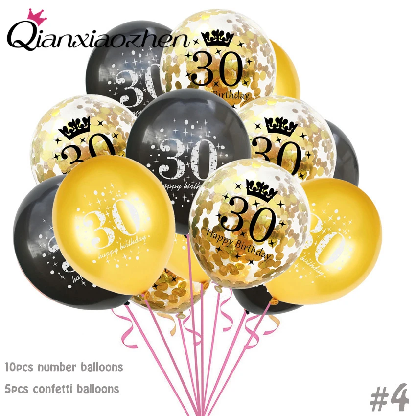 Qianxiaozhen Happy Birthday Balon Konfeti Balonom, Rojstni Dan Okraski Za Odrasle Sweet 16 18 30 40 50 Rojstni Dan 60 70 80 90