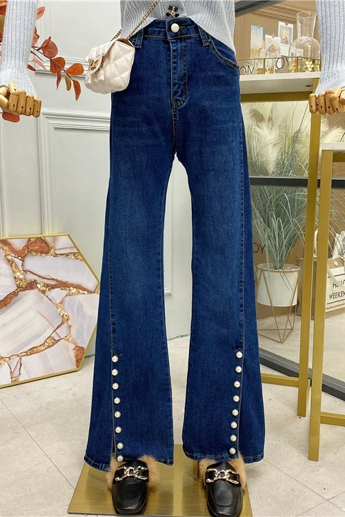 Retro Jeans za Ženske 2021 Novo Pomlad Poletje Traper Hlače Visoko Pas Naravnost Modni Jeans Hlače Priložnostno Ženski Odpreti Vilice Hlač