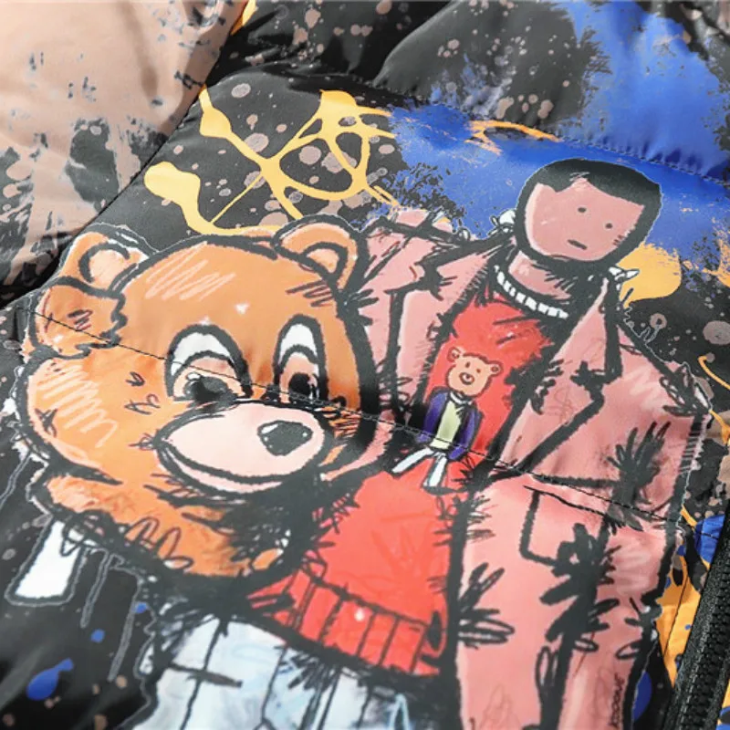 Risanka Grafiti, Tiskanje Suknjič Parka Do Leta 2020 Hip Hop Harajuku Ulične Priložnostne Tople Zimske Jakne Hipster Letnik Debele Outwear
