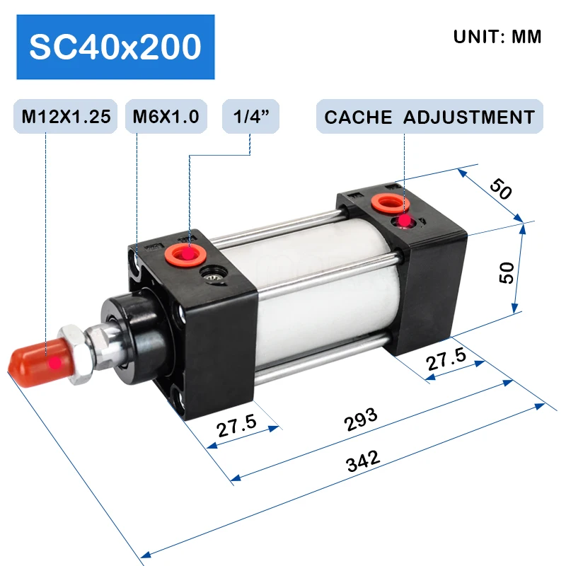 SC40X200 40 mm Izvrtina 200mm Gib Bata Pečat Proizvajalec Aluminija Vleče Industrijske Pnevmatski Cilinder Dvojni Deluje