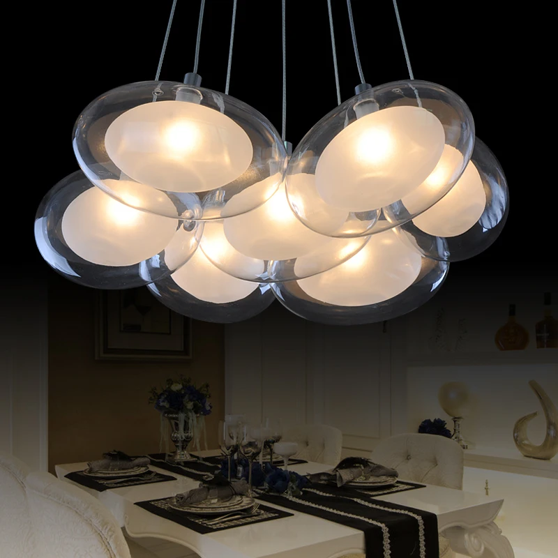 Sodobne Ustvarjalne gosja jajca stekleno kroglo LED lestenec, Osebno spalnica romantično restavracijo, ki visi svetilka bar notranja osvetlitev