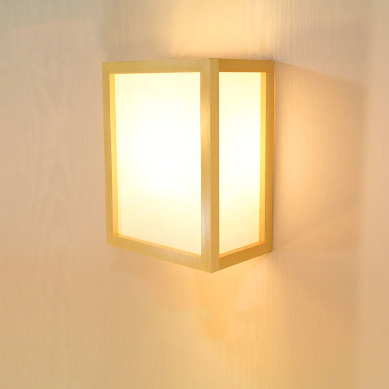 Sodobno minimalistično ustvarjalne Japonski barvo lesa masivnega lesa, led stenska svetilka Hotelski sobi tatami leseno svetilko