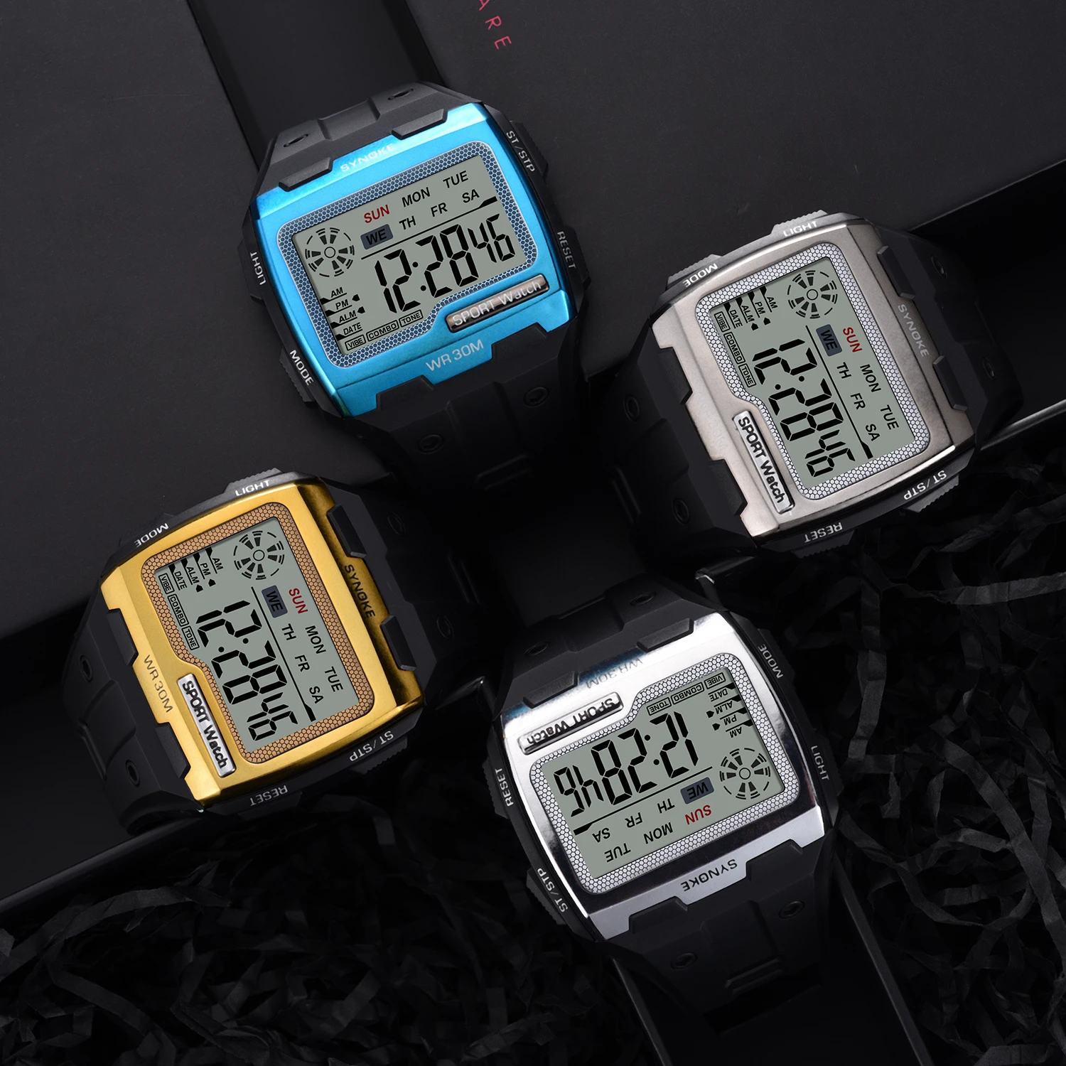 SYNOKE Kvadratnih Digitalne Ure Moških LED Nepremočljiva Anti-Shock Moške Športne Watch Priložnostne Velike Izbiranje Elektronska Ura Relojes Hombre