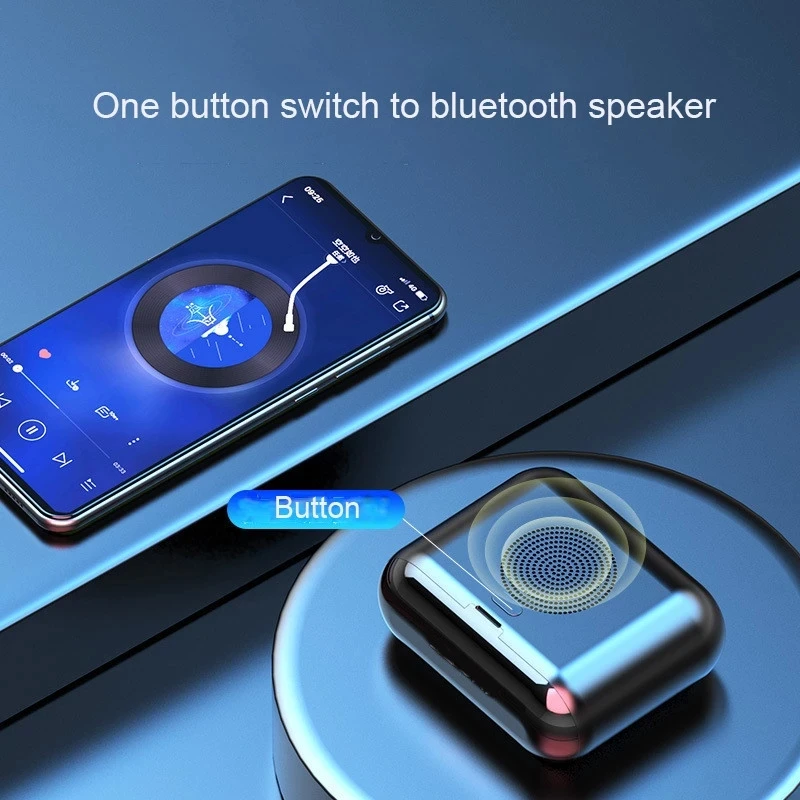 TWS Brezžične Bluetooth Slušalke & Zvočnik 4 v 1 HD Stereo Brezžična Dotik za Nadzor Slušalke Mini LED Zaslon Čepkov za Slušalke