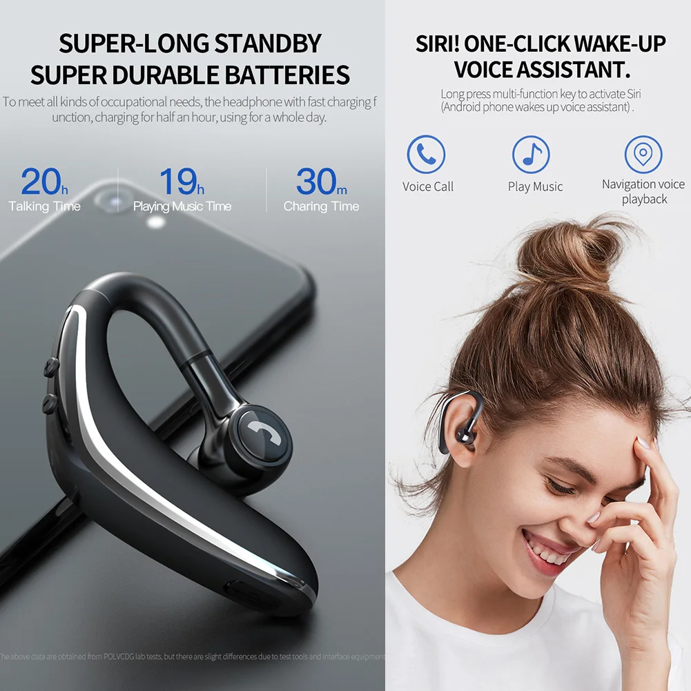 Ukrivljen Načrta Viseči Tip Bluetooth Slušalke Za Prostoročno Telefoniranje, Ergonomska Šumov Glasnost Controll Brezžična Mini Slušalka