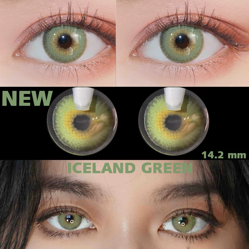 UYAAI 2Pcs/Par Letni Novo Prispeli ISLANDIJA Barvne Kontaktne Leče za Oči Kozmetični Oči Ličila Sivi Objektiv Barvne Leče