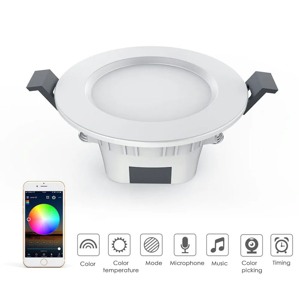 Vgradne 4,5 W LED Žarnice Smart WiFi Downlight Bluetooth Lučka RGBW Zatemniti Spot Luči APP Remote Control Bela/Topla Svetloba