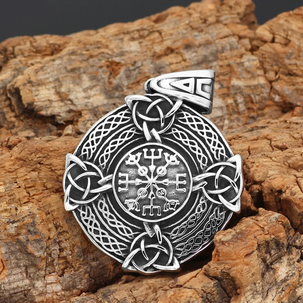 Viking Nordijska poganski vozel amulet iz nerjavečega jekla ščit nakit ogrlica