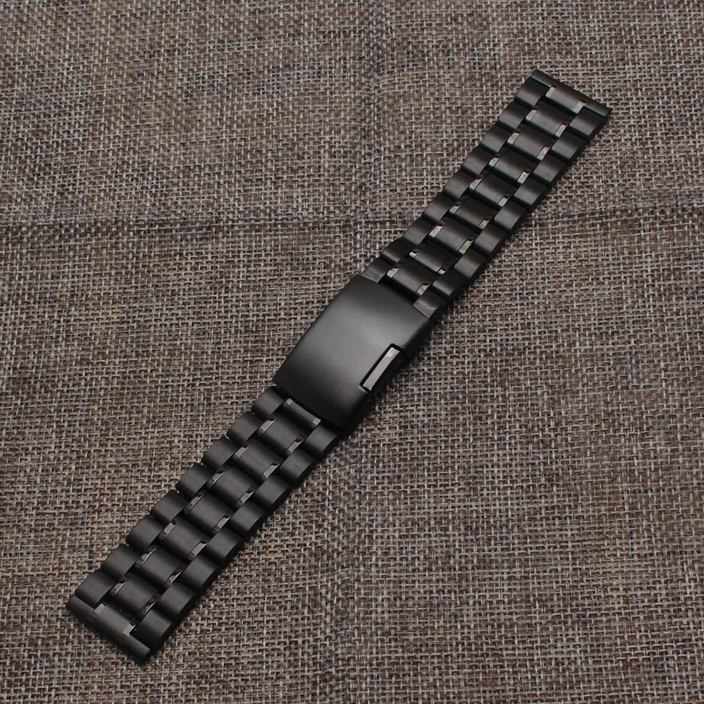 Watchstrap 18 mm 20 mm 22 mm 24 mm Black Metal Brušena Watch Zapestnica iz Nerjavečega Jekla WatchBand Flip Zaklepanje Sponke za hitro dostavo 2017